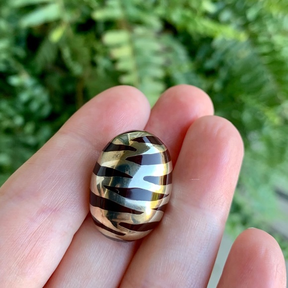 Vintage Italy Sterling Silver Clip Earrings animal print enamel Jewelry Italian - Picture 5 of 10